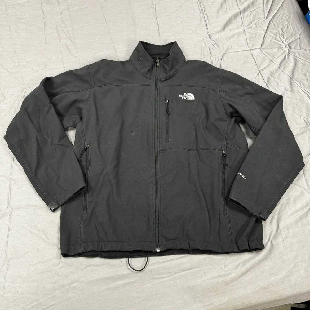 The North Face Apex Mens XL Black Softshell Full Zip Jacket Windbreaker Coat